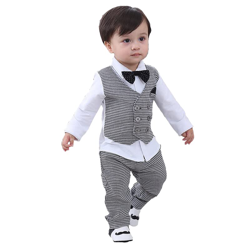ARYAN_FAB Aryanfab Baby Boys Cotton Bow Applique Top and Pant in Black Color