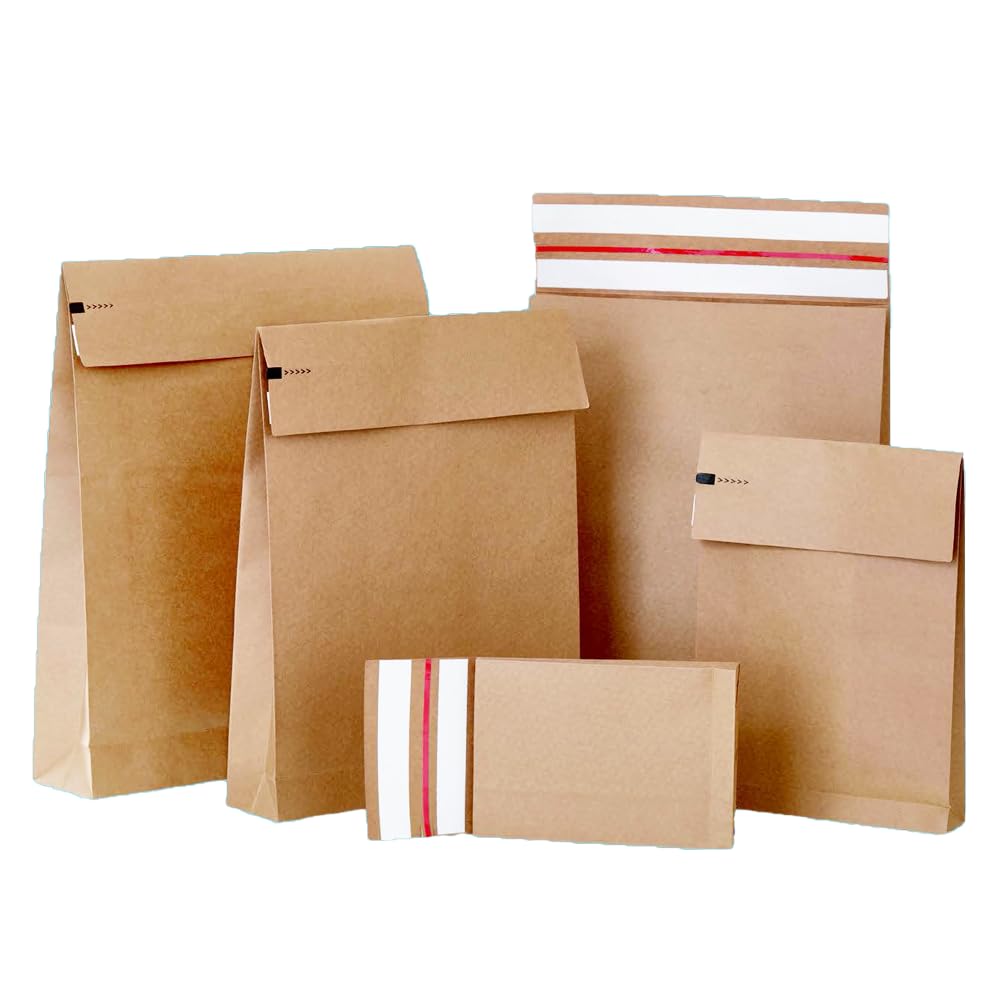 Bolsas de correo de papel resistentes con refuerzo, 2 tiras de sellado y retorno, sin plástico, ecológicas, 100% reciclables, certificado FSC, resistentes de 120 g/m² (50, 450 x 350 x