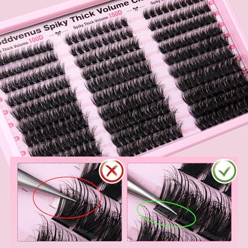 Image of Fluffy Lash Clusters 100-150-200D Volume Eyelash Clusters 10-16mm Wispy Individual Lashes D Curl Cluster Eyelash Extensions 300pcs DIY Lash Extensions(D Curl 300pcs)
