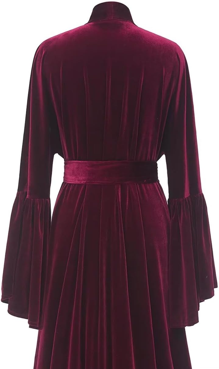 Velvet Bridal Robe Long for Women Lingerie Bathgown Loose Nightgown Flare Sleeve Maternity Photoshoot Robes - Image 5