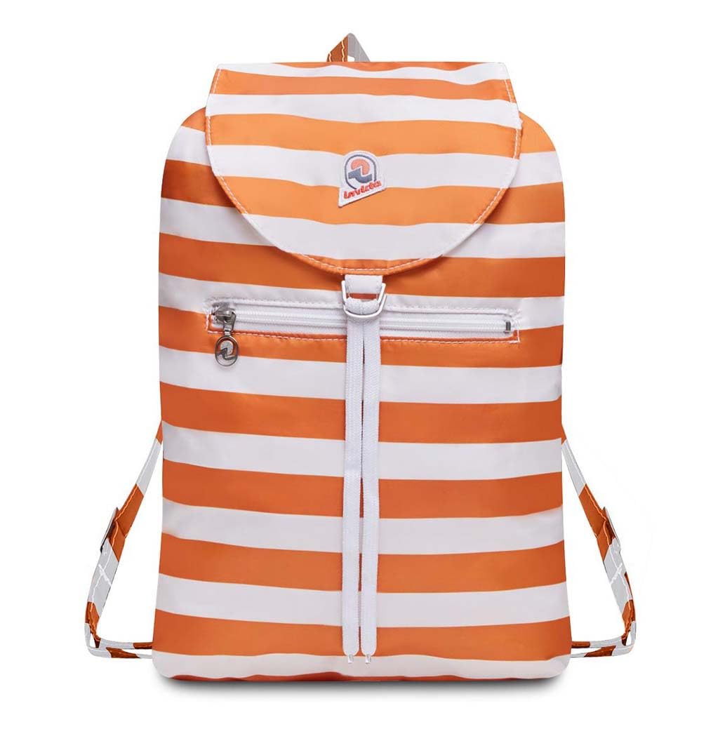 Invicta Backpack, VINTAGE NEXT; Minisac Drawstring Backpack, Casual Daypack, Unisex, One Size 8 LT, For Day Trips & Free Time, with Hip-Belt, packable, Italian Design, bicolor orange/white