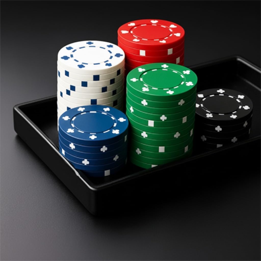 100 Pcs Plastic Poker Chips Set with Denominations, Includes Storage Bag & Mini Poker Deck - Professional Grade for Casino, Blackjack, Mahjong & Game Nights