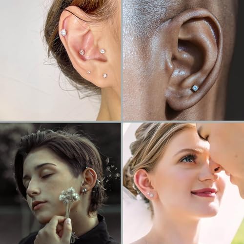 Gotumo 20G Flat Back Earrings Stud G23 Titanium Threadless Tragus Labret Cartilage Lip Medusa Conch Body Piercing Jewelry Hypoallergenic For Women Men thumb #2