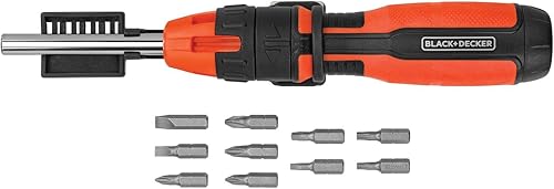BLACK+DECKER Destornillador de trinquete, 10 bits (BDHT68000)