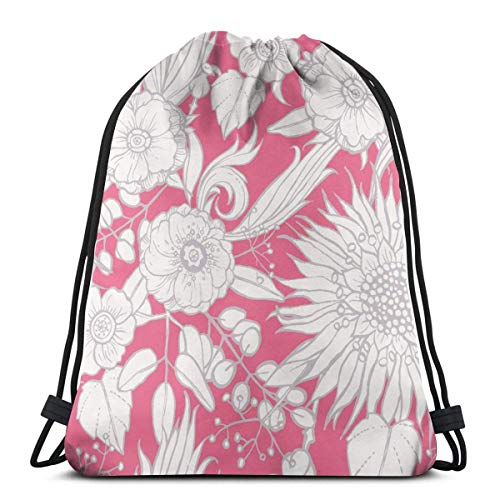 orangefruit Mochila con cordón Semillas de Amapola y Girasol Bolsa de Hilo con Estampado 3D Mochila Cinch Bolsas de Mano Regalos para Mujeres Hombres Gimnasio Compras Deporte Yoga