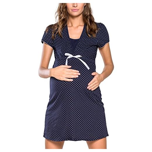 Italian Fashion IF Camicia da Notte Premaman J4J 0114 (Blu Scuro, M)