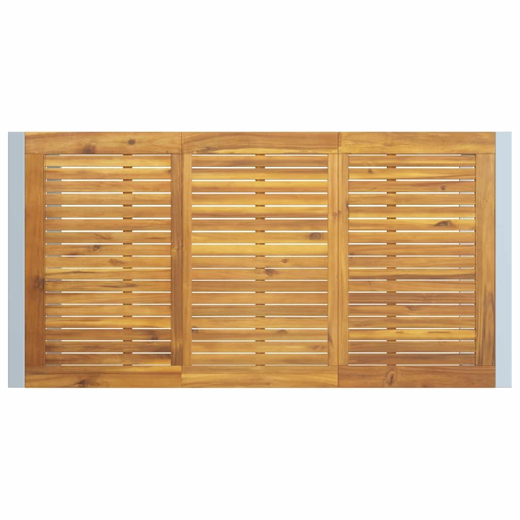 Stół ogrodowy, szary, 160 x 80 x 75 cm, lite drewno akacjowe ze stalową ramą, stół zewnętrzny na taras, balkon i do ogrodu, idealny do jedzenia, pikniku, dla rodziny i gości na patio lub