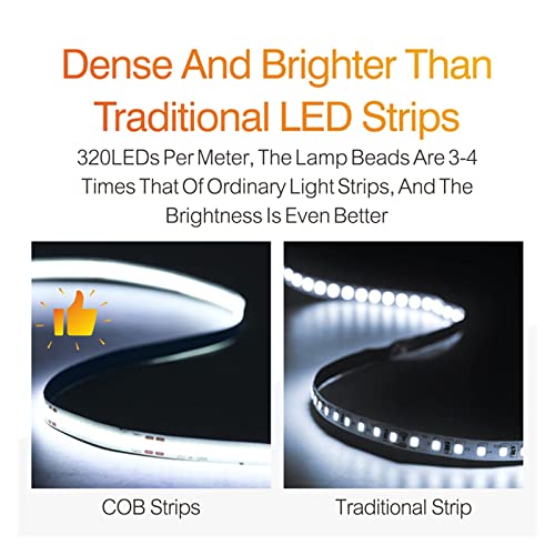 Tira de luces LED COB flexible 8 mm 24V iluminación sin puntos 4
