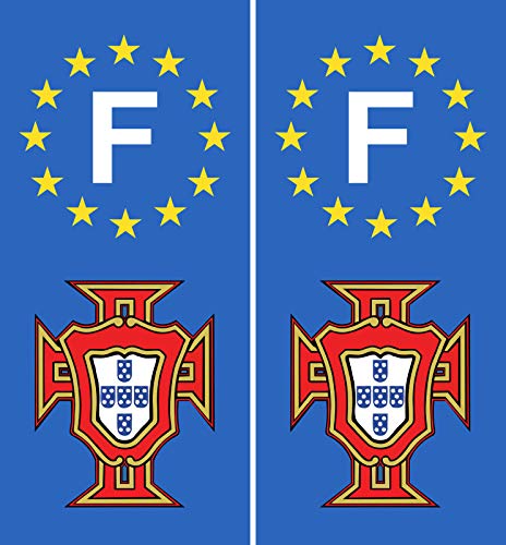 JINTORA - 2 Stickers Autocollant immatriculation département Auto Portugal 98x45 mm Cover