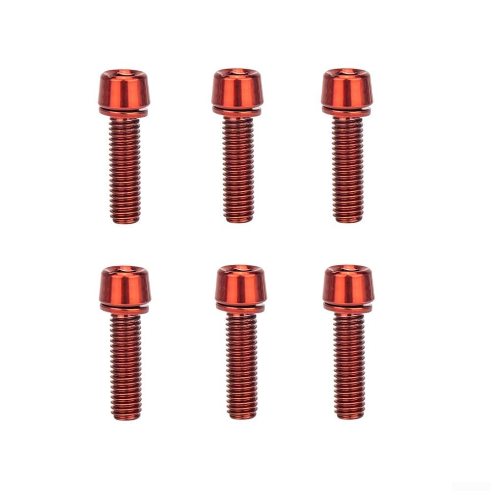 6pcs Bicycle Stem Bolts, Stainless steel M5 * 18Mm Bolts Screw For Bike Handlebar Installation(Red)