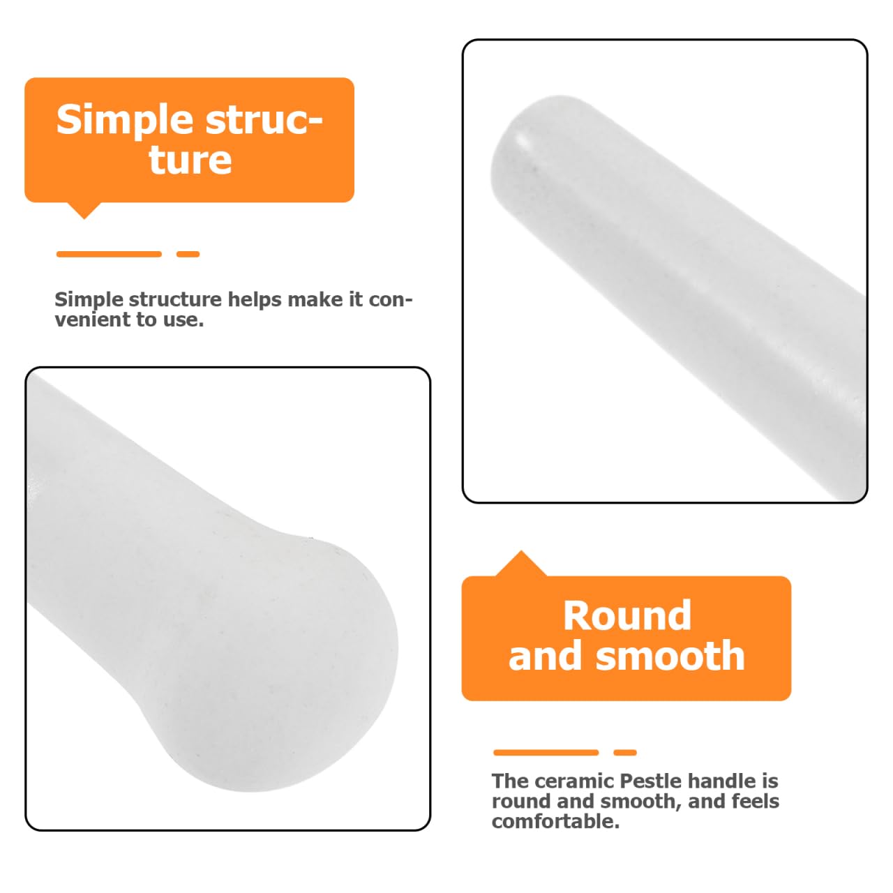ABOOFAN Ceramic Pestle 4.33-Inch Ergonomic Garlic Pestle Stick for Mortar and Use Manual Grinding Rod for Spice Herbs and Food Mashing in Kitchen