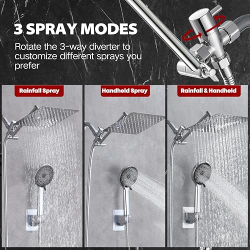 Image of Shower Head,12 inchHigh Pressure Rainfall Shower Head with Handheld Dual Spray