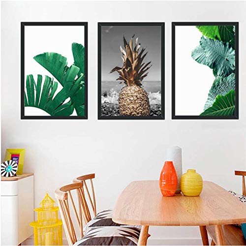 Peinture salon mur en toile premium moderne motif ananas et vagues marines 50x70cm