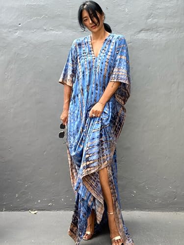 Image of Kaftan Dresses for Women Plus Size Summer Beach Dress with Print and Swim Cover Ups