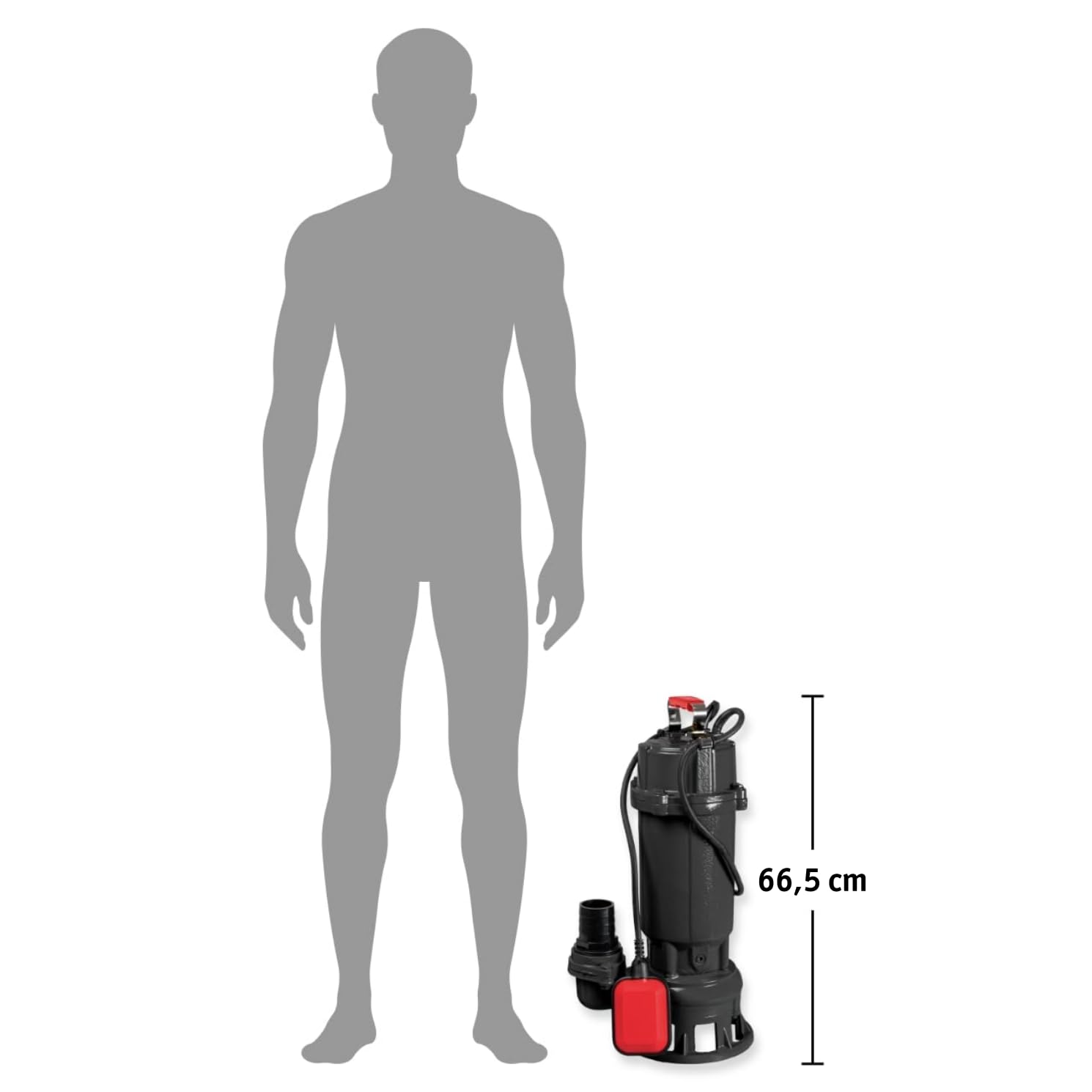 WALTER Schmutzwassertauchpumpe inkl. Schneidwerk, 20m C-Schlauch (1100W, 21.000l/h, Förderhöhe max. 15m, Anschlusskabel 8m, Thermoschutz) Fäkalienpumpe mit Zerkleinerer