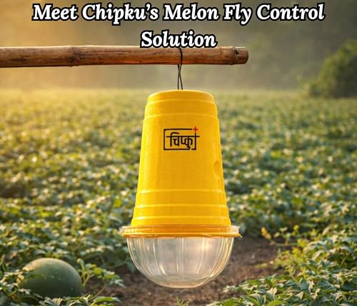 Image of Chipku Glass Trap with Melon Fly Lure for Garden & Farm Use to Control cucurbitae | Effective Pest Control for Melon Fly, Bottle Gourd & All Vegetables - Pack of 2
