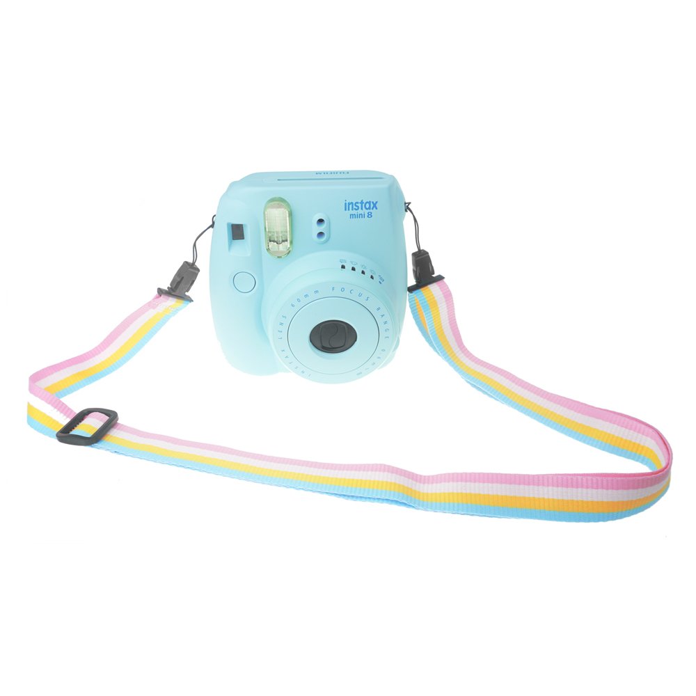 FoRapidQuick Release Camera Strap Professional Shoulder Neck Strap Compatible with Fujifilm Instax Mini 9/8/8+/7s/25/26/50/50s/90 & 210 Polaroid Instant Film Camera (Rainbow- Blue/Yellow/White/Pink)
