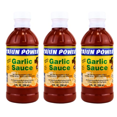 Cajun Power garlic sauce - Authentic Louisiana Flavor, Gourmet Cooking Sauce, Perfect for Cajun Recipes, Marinades, Grilling, and Dipping (3 Pack, Garlic)