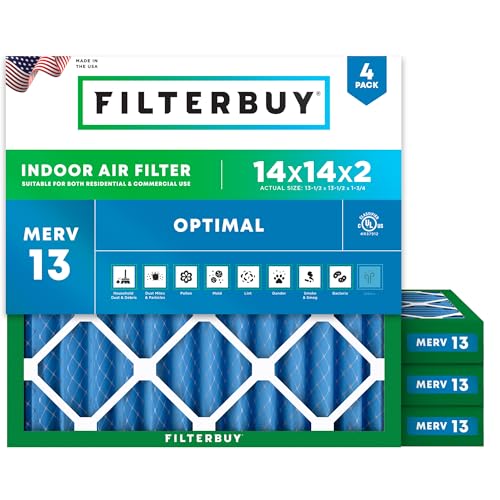 Image of Filterbuy 14x14x2 Air Filter MERV 13 Smoke & Allergy Defense (4-Pack)