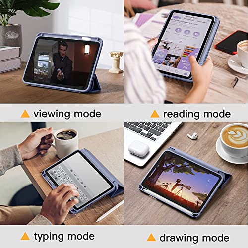 Image of SwooK Case for iPad mini 6 Case /iPad mini 6th Generation Case 2021 8.3 Inch with Pencil Holder, Hybrid Slim Clear Back Shell for iPad mini 6 Case (Light Purple, iPad mini 6 8.3 inch)