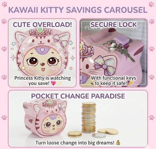 Image of Sajani Cute Cartoon Creative Portable Piggy Bank, Money Saving Box with Combination Lock, Mini Coin Bank Gifts for Boys and Girls, Best Return Gifts for Kids (Pack of 1) (Tiger - Pink)