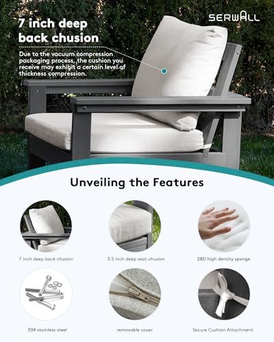 Image of SERWALL HDPE Patio Conversation Set with Side Table