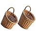 Zerodeko 2pcs Hanging Woven Storage Basket Slanted Wall Mounted Flower Planter Pot Rattan Wall Plant Holder Farmhouse Egg Basket for Garlic Fruit