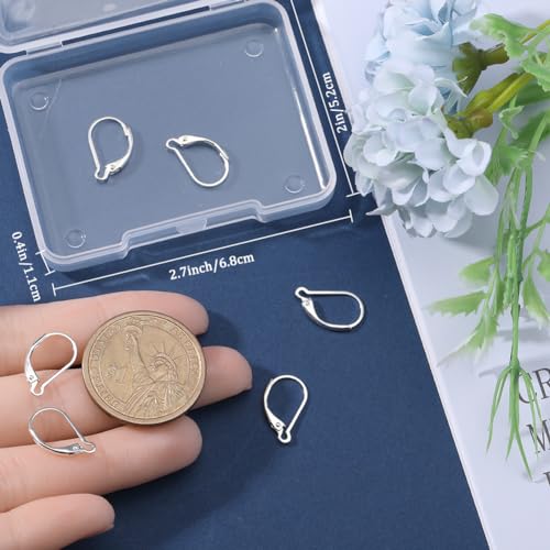 Beebeecraft 1 Box 8Pcs 925 Sterling Silver Leverback French Earring Hooks 17x10mm Interchangeable Dangle Ear Wire Findings for Jewelry Making - Image 3