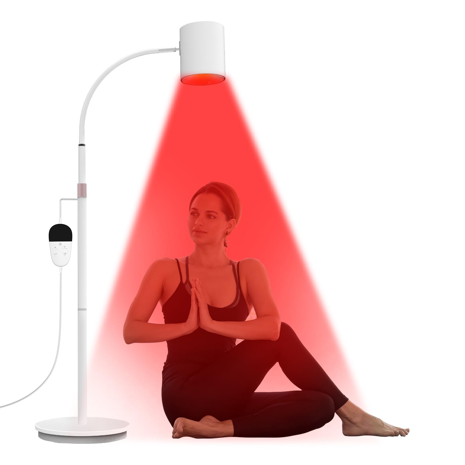 Devowellte Floor Red Light Lamp, 660&850&940nm COB Infrared Light Lamp, 5 Brightness, 10/20/30Mins Timer, Adjustable Angle & Height Red Spotlight for Home Office