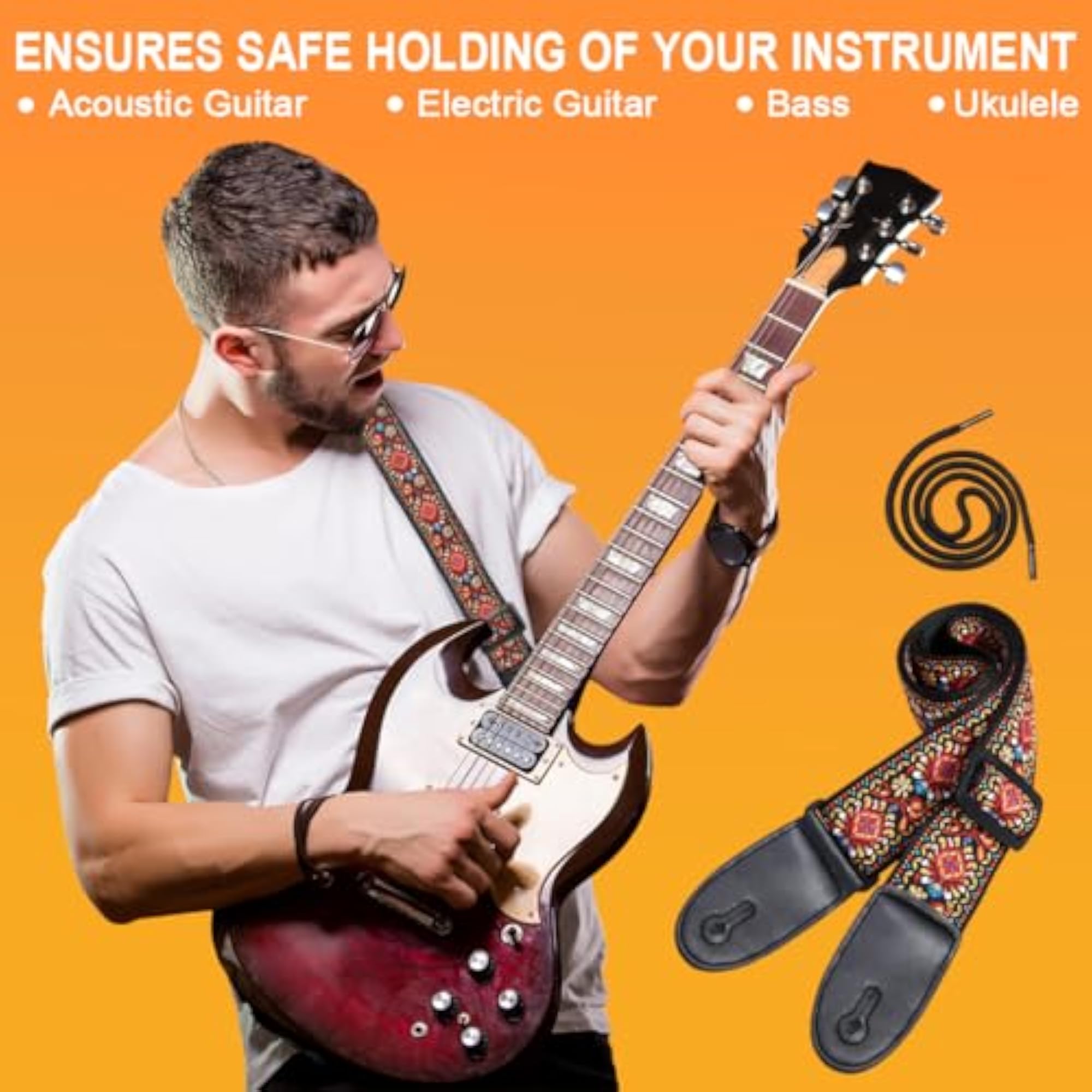 Guitar Strap Vintage Adjustable for Acoustic Electric Guitars
