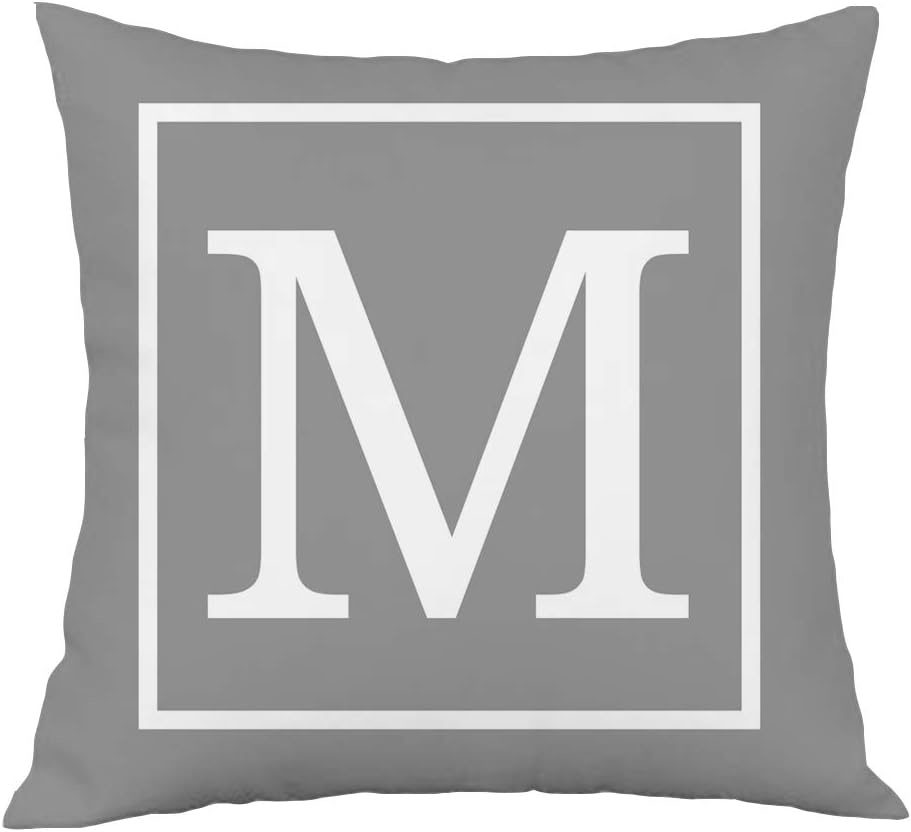Hangood Alphabet Letter M Cushion Cover 18x18 Soft Plush Throw Pillow Covers 45cm x 45cm M