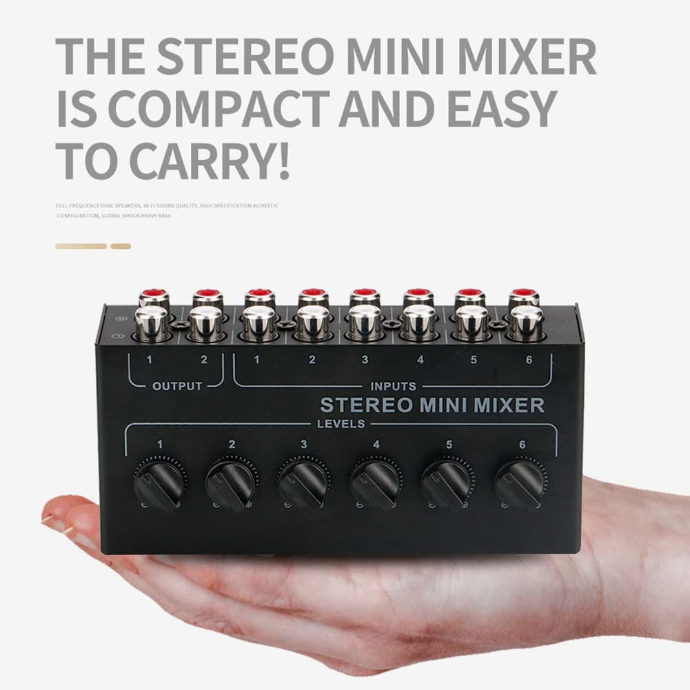 MéLangeur Passif StéRéO 6 Voies MéLangeur Audio Portable 6 EntréEs 2 Sorties Distributeur StéRéO ContrôLe du Volume Batterie Requise