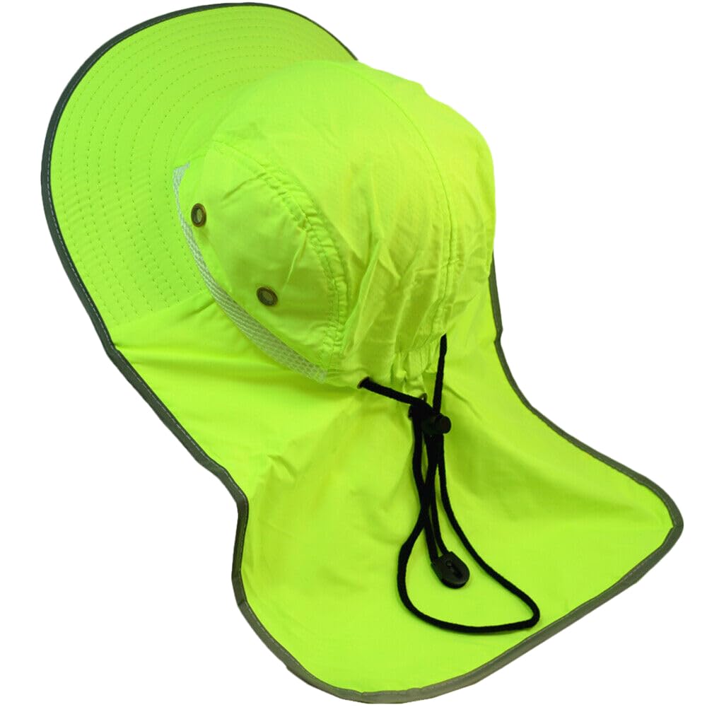 Glory Max High Visibility Reflective Work Safety Bucket Hat Cap Mesh Neck Flap