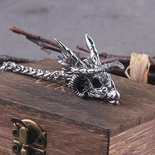 Dragon Pendant Necklaces Titanium Steel Jewelry Animal Head Necklace Punk Men Accessories Dragon Pendant Jewelry Cp3S5 (60Cm-Skull Dragon) #TOP24