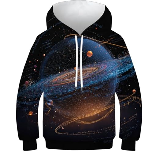 Sweat-shirt capuche imprimé 3D espace pour le collège et les loisirs