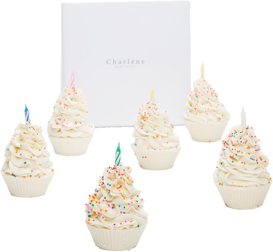 Handmade Birthday Mini Cupcake Soap Gift Set - Natural - Moisturizing & Cleansing - Ideal As Birthday, Women, Kids, Teens, Hers, Girlfriend, Gift Sets, Birthday Party Favors - Made In USA (6-2oz)