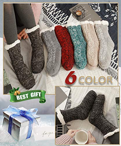 Image of EBMORE Women Slipper Fuzzy Socks Fluffy Cozy Cabin Warm Winter Soft Thick Comfy Fleece Non Slip Home Socks