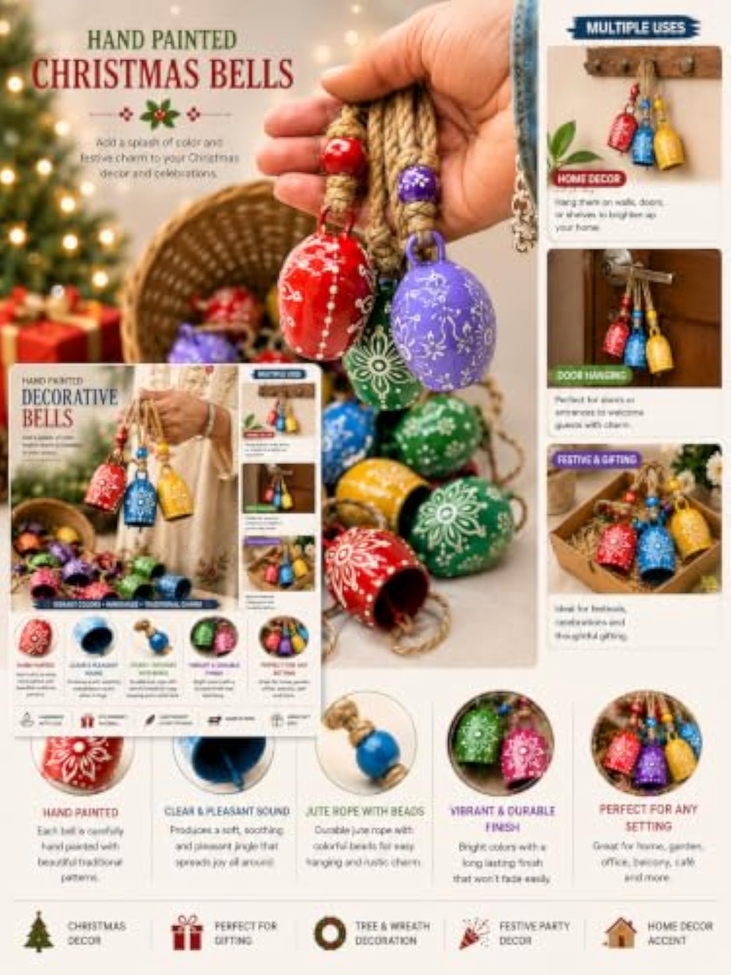 Decorative Hanging Bells Set of 10