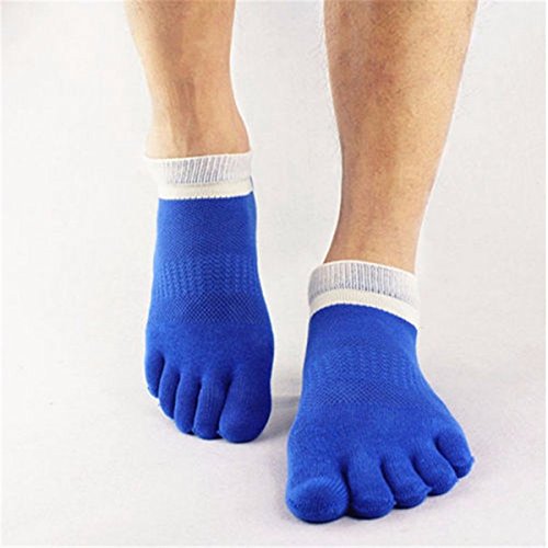 Tutoy 1 Pair Of Mens Cotton Toe Socks Five Finger Sports Outdoor Work Cotton Colours - Blue