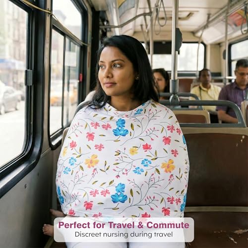 Image of a baby cherry-Nursing Cover, Nursing Covers for Feeding Mom, Feeding Cover Breastfeeding Mother, Feeding Cover for Mom, Multi-Use, Breathable, 360 Full Privacy Multicolor