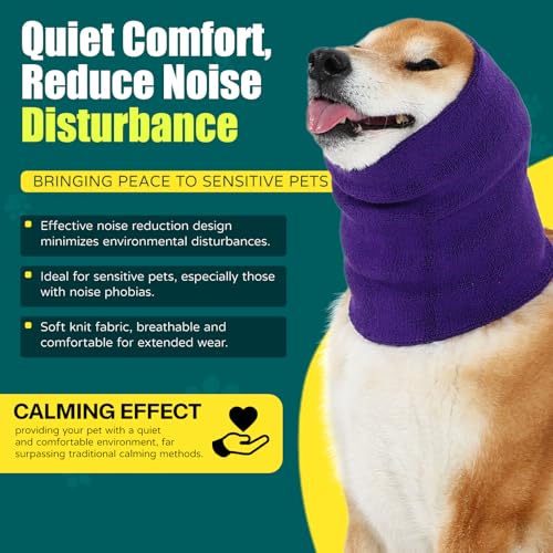 Image of Dog Calming Hoodie Quiet Head Cover Sleeves Double Layer Thickened Dog Ear Muffs Noise Protection,Dog Hematoma Ear Wrap, Dog Headband for Anxiety Relief for Bath, Thunderstorms