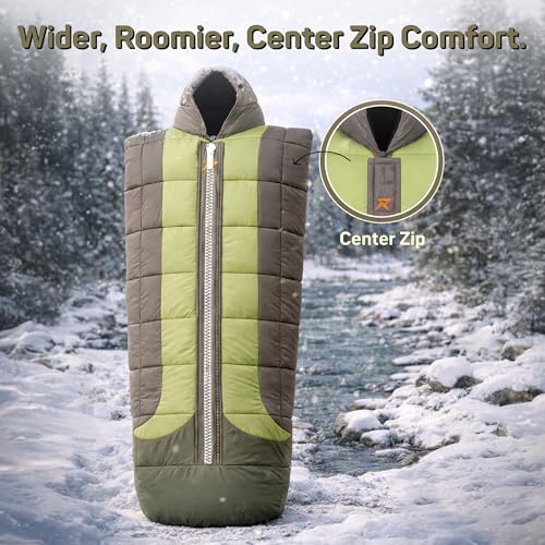 Image of ROCKSPORT Ladakh -2C to 5C Mummy Sleeping Bag, Hollow Fiber Filling, Lightweight Winter Camping Bag with Air Pillow, Pista Green