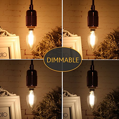 Ctkcom Vintage Edison Led Bulbs 4W(4 Pack)- Antique Candelabra Light Bulb Dimmable 40W Equivalent,Energy-Saving 2700K Warm White Lamps For Chandeliers,Pendant Lights,Antique Light Fixtures E14 Base #TOP3
