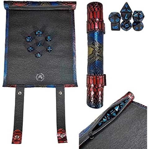 Power Beast Dungeon 2 en 1 Bolsa para Dados + Tablero y Bandeja rol Enrollable + Juego de 7 Dados rol Cover