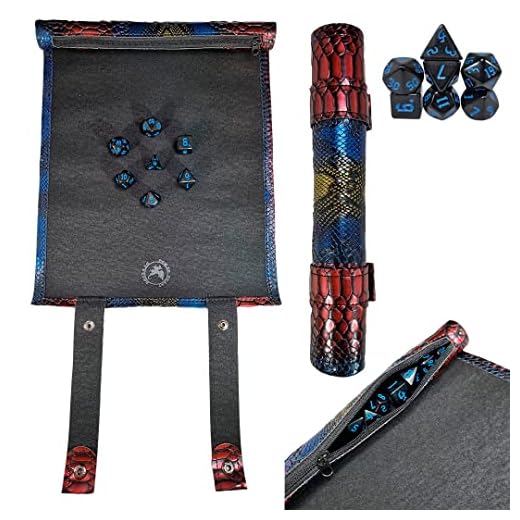 POWER BEAST Dungeon 2 en 1 Bolsa para Dados + Tablero y Bandeja rol Enrollable + Juego de 7 Dados rol, D&D, Juegos de Mesa y rol, Dungeons and Dragons, Dragones y Mazmorras, DND, RPG. (Dragon)
