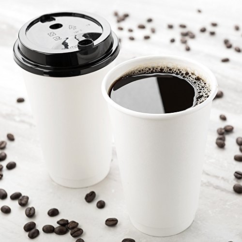 Image of Restaurantware 20 Ounce Disposable Cups, Pack of 250 Insulated Double Wall Paper, Leakproof, White Paper Rolled Rim Hot Beverage Cups a€ inch Lids Sold Separately, Ideal for Coffee, Tea and More