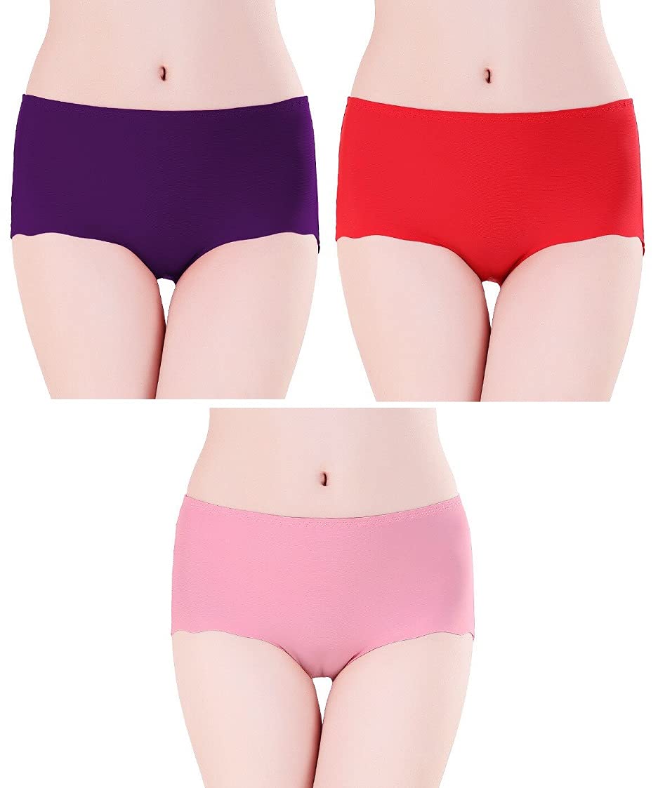 plumbury Women's Ice Silk Seamless Hipster Panties, Free Size (Pack of 3)-picture-46