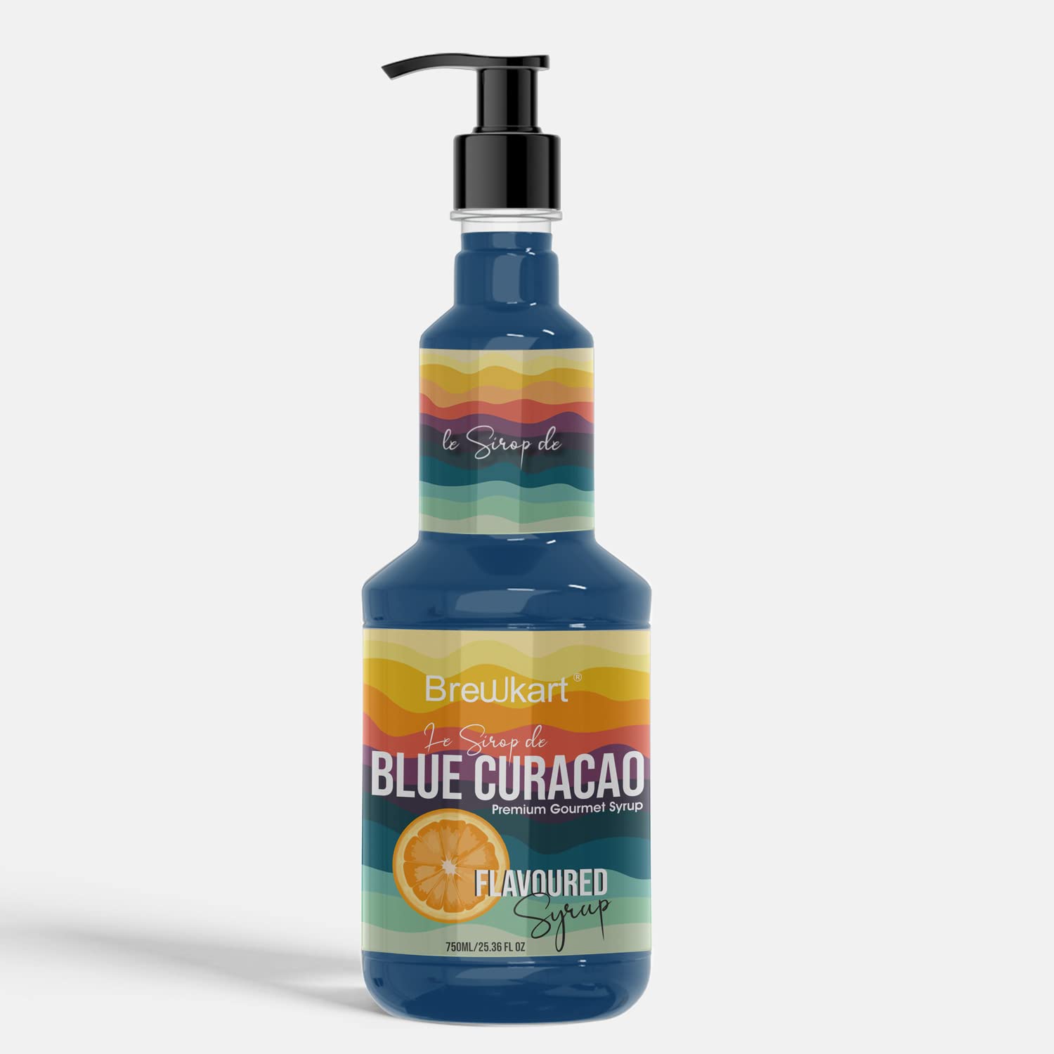 BrewkartBlue Curacao Flavoured Bar Syrup, 750ml Bottle | Comes With Dispenser Pump | Made With Real Juices | Suitable for Cocktails, Mocktail, Drinks, Juices, Beverages and More | Non Alchoholic Mix