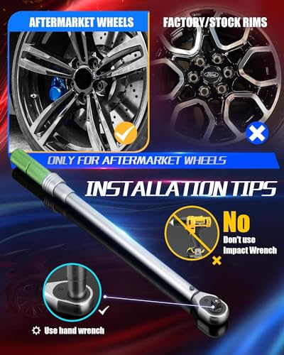Image of Dynofit M14x1.5 Lug Nuts Compatible with Ford Chevy GMC Ram 1500,24pcs Chrome Tuner Wheel Nuts fit Silvarado Sierra F150, One Piece Design Skinny Closed End Studs for Aftermarket Wheels