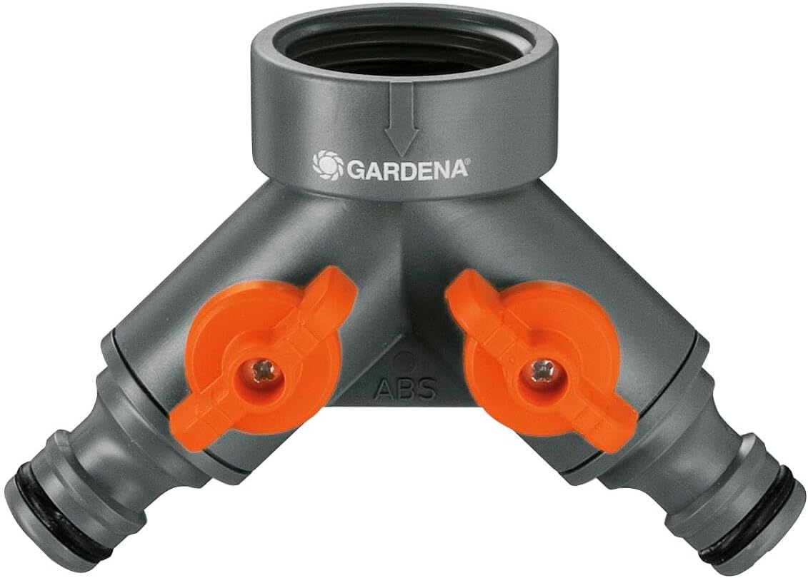 (36938) Garden Hose Y-Valve With Flow Control Valves, Connect 2 Hoses to 1 Tap, Made in Germany